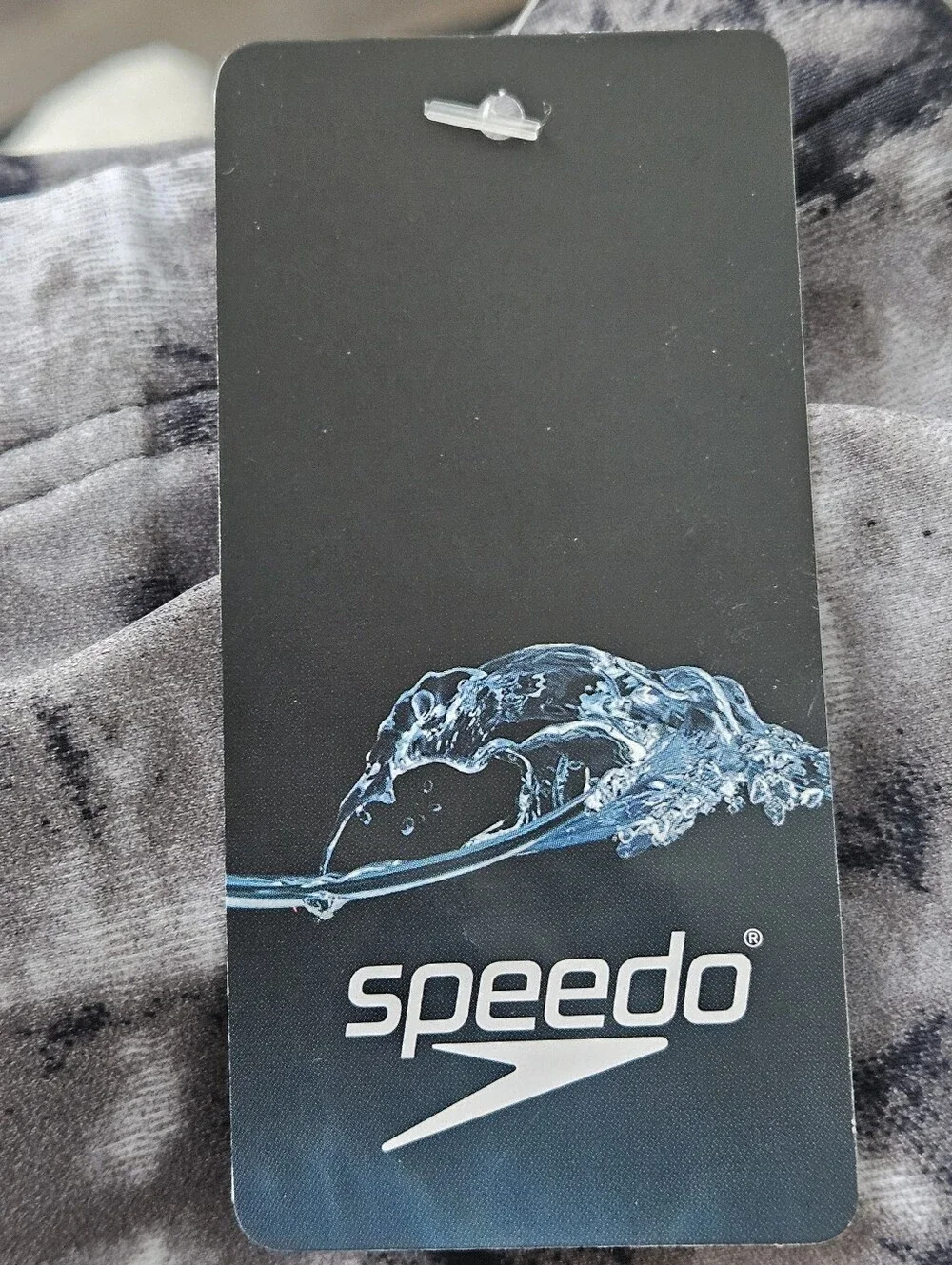 Speedo Size M PowerFlex Eco Black White Marbled Tie Dyed Boys Mens Swim Trunks